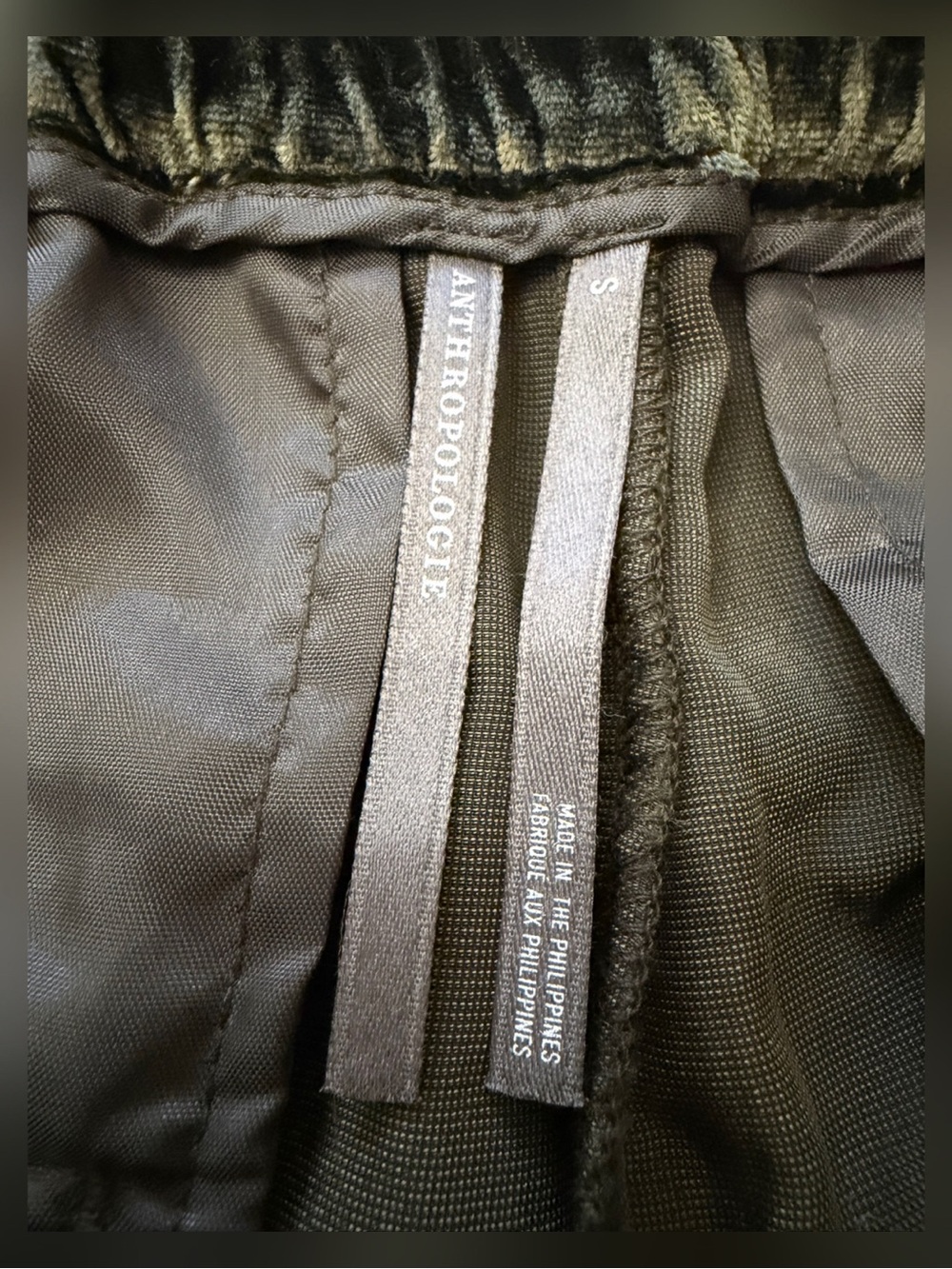Anthropologie Wide Leg Velvet Velour Pants - Green - Small - Picture 9 of 15